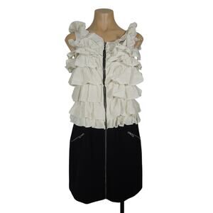 LAUNDRY SHELLI SEGAL Cocktail Dress size 2 Womens Silk Ruffle Zipped Front